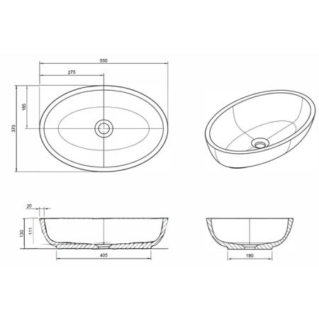 Knief Oval Shape Раковина накладная 55x37x13см., без отв., из полимерного материала, цвет: Marine blue # XXX