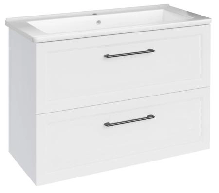 Тумба ASB-Mebel Белмонти 85 Ясень браш софт белый подвесная под умывальник Оскар 85