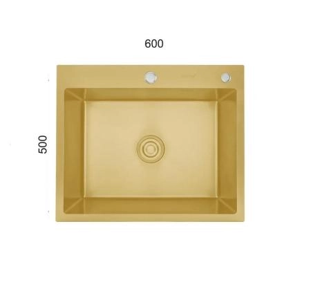 Кухонная мойка Gappo GS6050-3 60x50 сатин золотой нерж.сталь