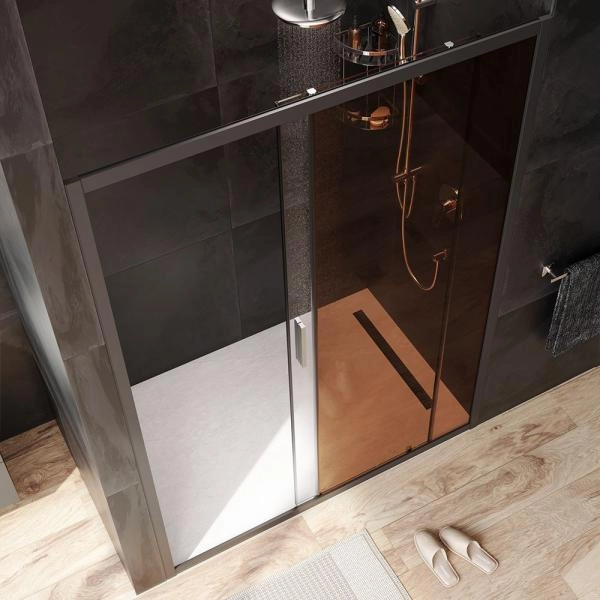 Дверь душевая в нишу AM.PM Gem W90G-140-1-195BBr прозрачное, бронзовое; профиль черный