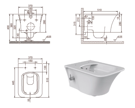 Mirage подвесной унитаз Boheme с биде глянец белый 965-2
