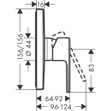 Смеситель Hansgrohe 71668000 Vernis Shape для для душа 1 потребителя (внешняя монтажная часть) хром