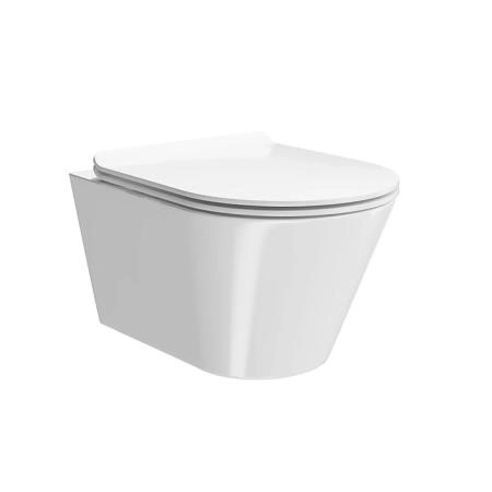 Kerama Marazzi Унитаз PLAZA Modern подвесной безободковый с системой смыва RIM UP+ (Tornado), белый глянцевый