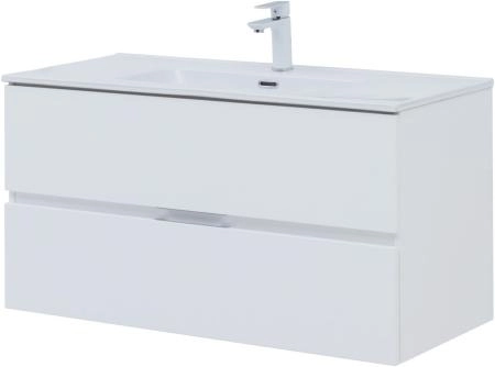 Тумба под раковину Aquanet Алвита New 100 2 ящика, белый матовый
