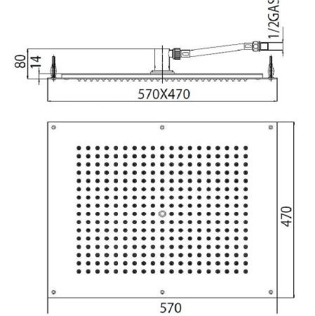Верхний душ Bossini Dream Flat H38391.073 570x470 мм, черный матовый