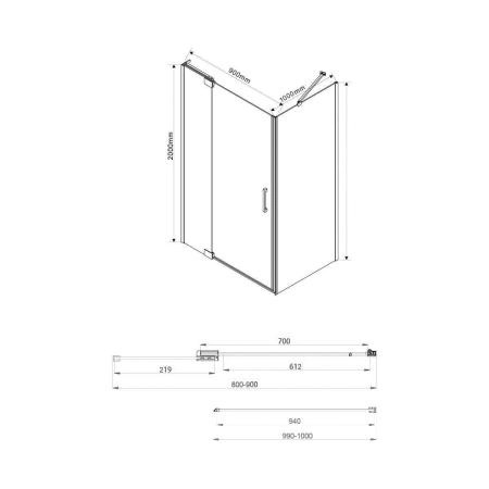 Душевой уголок Vincea Extra VSR-1E809010CL, 800/900*1000, хром, стекло прозрачное