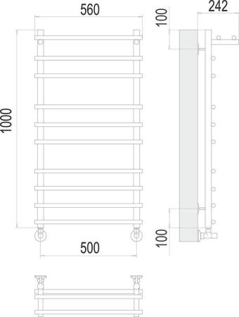 Полотенцесушитель Terminus Ватра с/п П10 500х1000 водяной