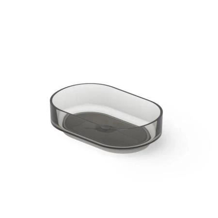 Dea Design Washbasins Раковина 56х36х15см., накладная, без отв., Glasstech, прозрачная смола, цвет: Smoky Black R4