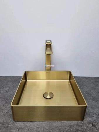 Раковина Gappo GX201-3 36x36 Cатин золотой нерж.сталь на столешницу