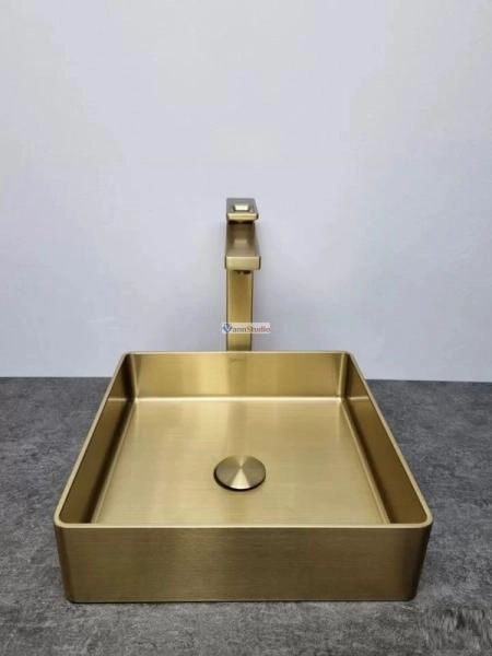 Раковина Gappo GX201-3 36x36 Cатин золотой нерж.сталь на столешницу