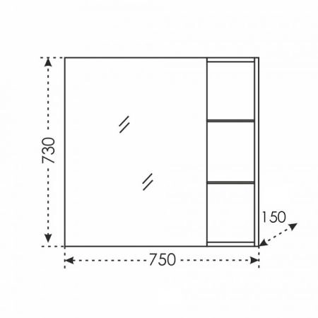 Универсальный зеркальный шкаф Санта  Дублин 75  л/пр