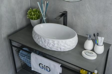 Раковина Gid 9030wf 48x34 на столешницу белая