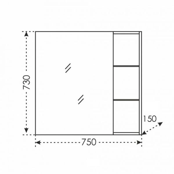 Универсальный зеркальный шкаф Санта  Дублин 75  л/пр