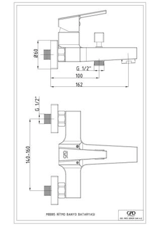 Смеситель для ванны GPD RITMO MBB85 хром