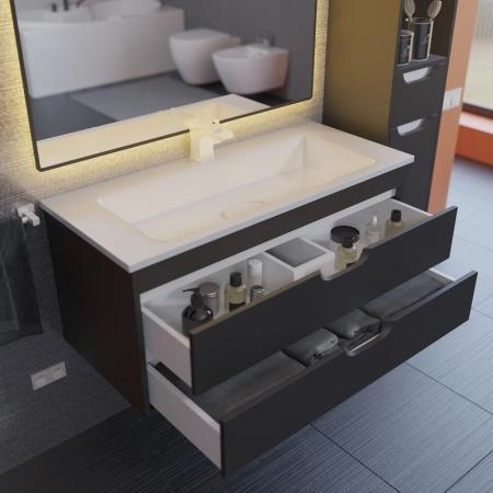 Тумба под раковину для ванной Uperwood Modul 100 см, подвесная, матовая, черная