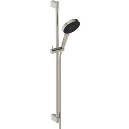 Ideal Standard Solos Душевой гарнитур со штангой 90cм., Металлическая штанга и держатель ручного, 3-функциональный (Rain, Silkrain, Active) ручной душ, шланг 175см., цвет: PVD Silver Storm