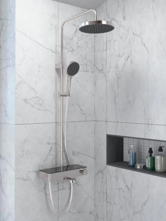 Душевая система VitrA Core Round A4730934EXP с термостатическим смесителем и ручным душем брашированная никель
