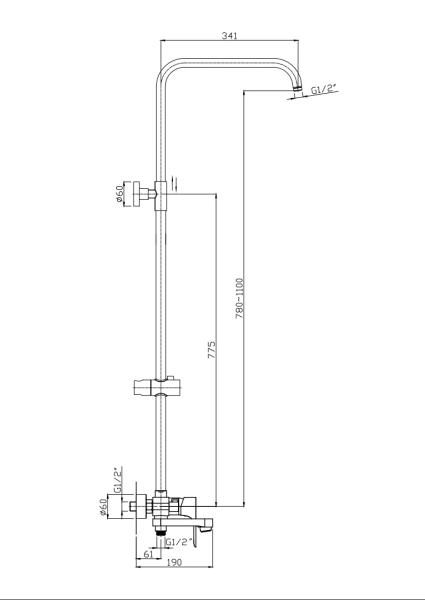 Душевая система RUSH ST4235-40 для ванны,хром