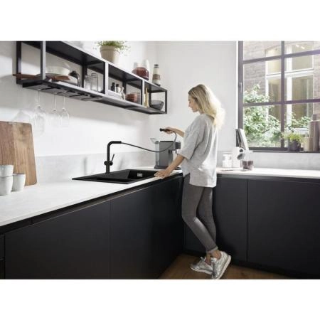 Hansgrohe 72809670 Talis M54 Смеситель для кухни 270 мм, выдвижной Г излив, матовый черный