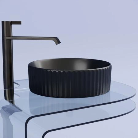 Умывальник чаша накладная круглая (цвет Черный Матовый) Element 360x360x115мм