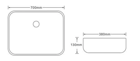 Раковина SantiLine SL-7027 70x38 на столешницу керамическая под мрамор