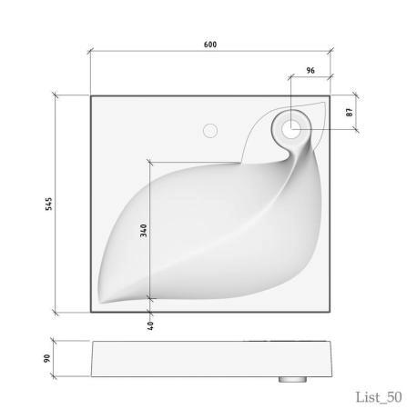 Раковина Madera над стиральной машиной List 60*55 с кронштейнами