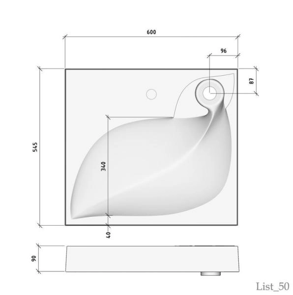 Раковина Madera над стиральной машиной List 60*55 с кронштейнами