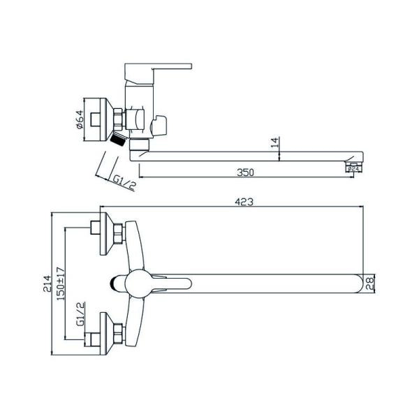 Смеситель OLIVES Torres 17221TR для ванны,хром
