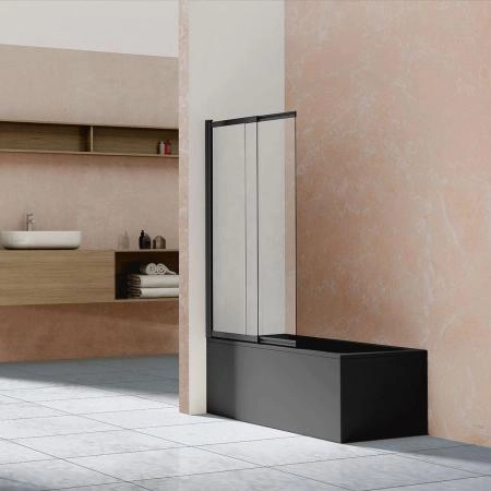 Шторка на ванну Vincea VSB-1E100CLB, 1000*1450, матовый черный, стекло прозрачное