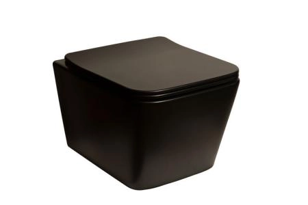 Унитаз подвесной SantiLine SL-5004MB безободковый, черный матовый сиденье микролифт