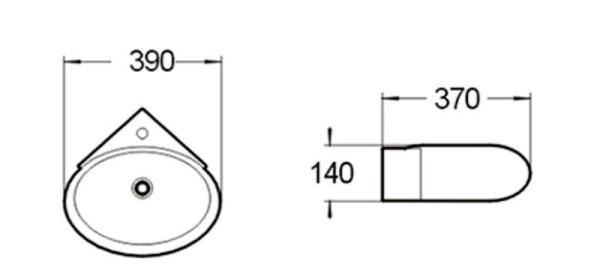Раковина SantiLine SL-2021 39x37 подвесная керамическая Белый