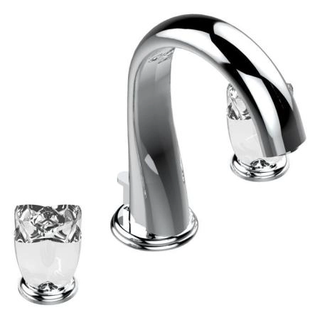 THG Pуtale de cristal clair Смеситель для раковины, 3 отв., цвет: хром/прозрачный хрусталь