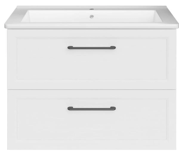 Тумба ASB-Mebel Белмонти 85 Ясень браш софт белый подвесная под умывальник Оскар 85