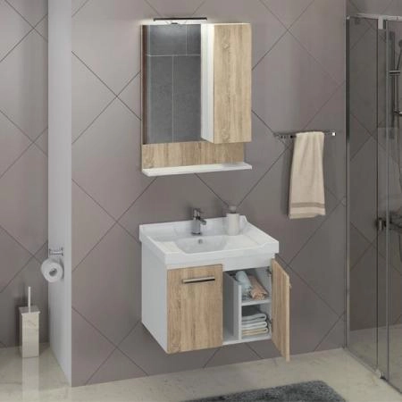 Зеркало шкаф Comforty Рига-60 дуб сонома