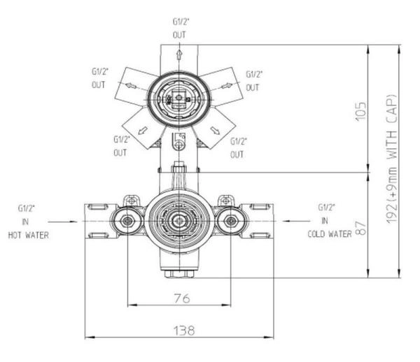 Cкрытая монтажная часть Bossini Oki  Z00125000 термостата для ванны, бронза