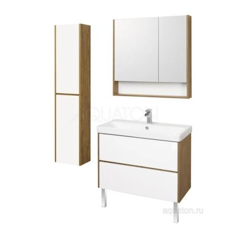 Тумба под раковину AQUATON Сканди 90 белая, дуб рустикальный 1A251901SDZ90