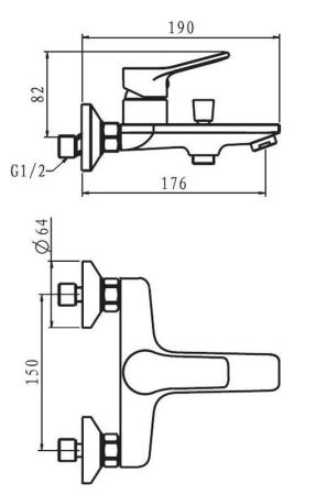 Смеситель для ванны и душа ESKO Dubai Black DI 54 B черный