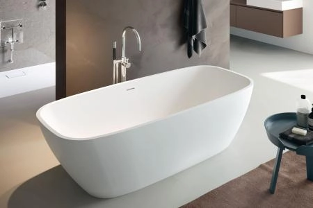 Gruppo Treesse Brio Ванна отдельностоящая 170х72х56 см из искусственного камня, донный клапан белый, ванна цвет белый глянец