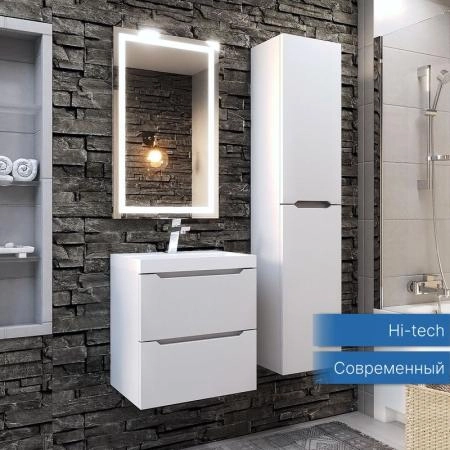 Тумба с раковиной Uperwood Tanos 50 см, подвесная, белая матовая