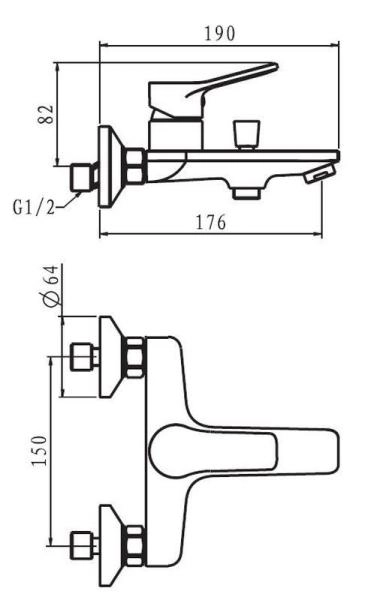 Смеситель для ванны и душа ESKO Dubai Black DI 54 B черный