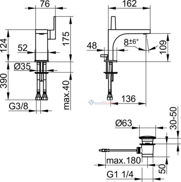 Смеситель для умывальника Keuco Edition 11 51104010000 Хром