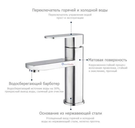 Смеситель для раковины Frap F10805 сатин