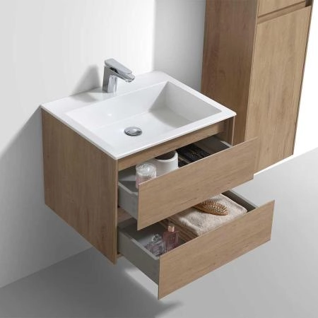 Тумба под раковину Vincea Luka 600 подвесная, 2 выкатных ящика soft-close, N.Oak