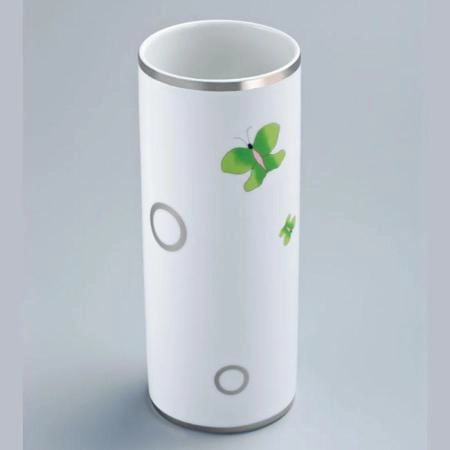 THG CAPUCINE VERT DECOR PLATINE Ваза керамическая, настольная, декор платина/зеленый, цвет: белый