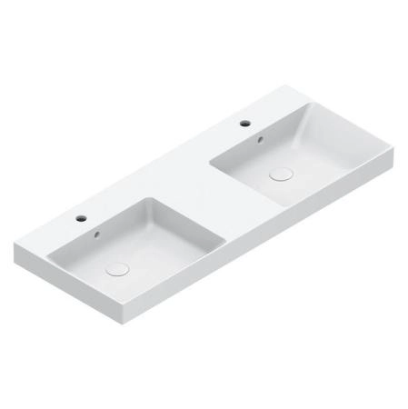 Catalano Zero Раковина 125x50см двойная, c 2 отв., цвет: белый глянцевый