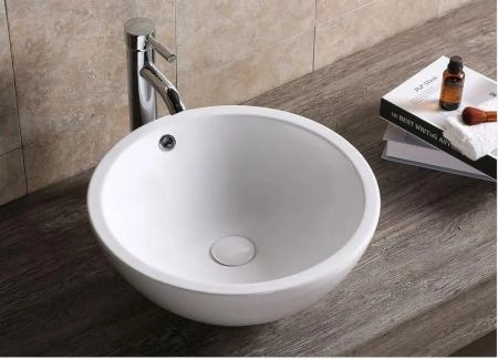 Раковина Cerutti SPA CR1001 накладная, белая, круглая, с переливом 450х450х170