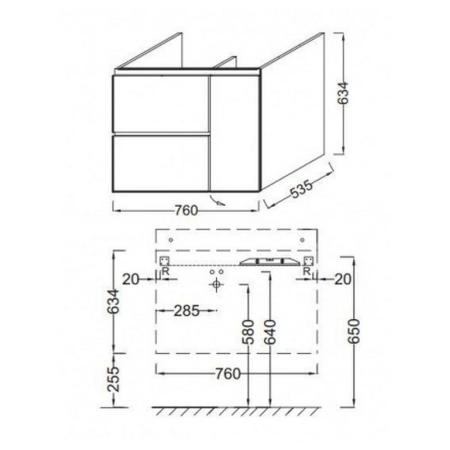 Тумба под раковину Jacob Delafon SOPRANO EB1333-N18 76 см цвет белый глянец