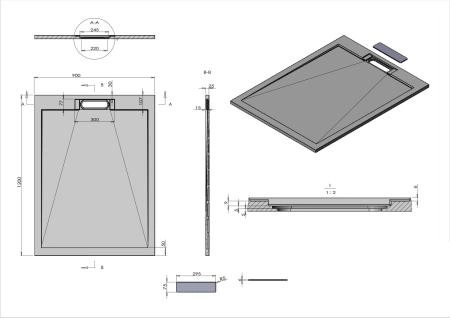 Поддон для душа Vincea из искусственного камня VST-4SRL9012A, 1200*900*25, антрацит