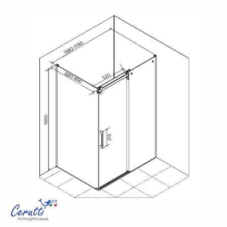 Душевое ограждение СeruttiSPA ЧЕЗАС (CEZA'S) 120BF R (120x90x195)