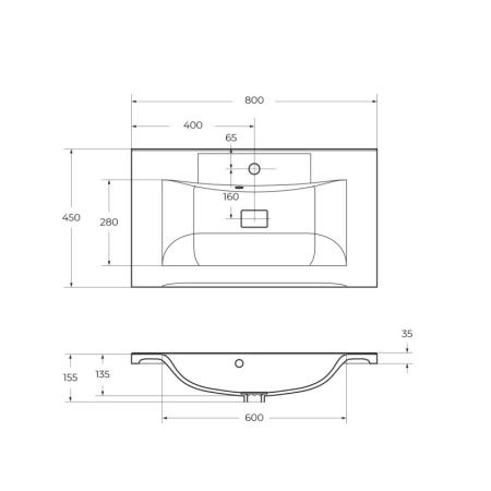Тумба под раковину Belbagno MARINO Rovere Bianco подвесная 800x450x500 MARINO-800-2C-SO-WO-P